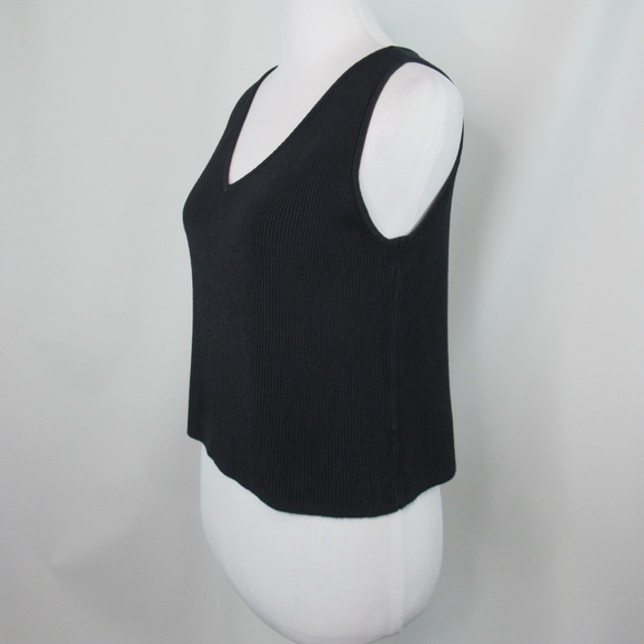 LINDA ALLARD x ELLEN TRACY Navy Cropped Ribbed V-Neck Tank Top Womens Size Large - Picture 4 of 12